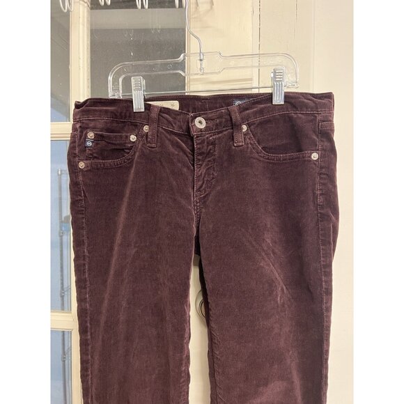 AG Adriano Goldschmied Women’s 27 The Stevie Slim Pants Maroon Corduroy Trousers - Picture 2 of 9